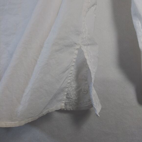 Raiment White Cotton Cottagecore Boho Long Sleeve Button Front Blouse Top Size M - Picture 7 of 7